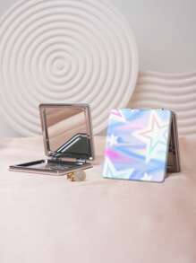 Specchio da toeletta pieghevole con stampa a cuore del millennio, leggero, ultra sottile, specchio portatile in pelle PU, adatto per molteplici occasioni e per tutti, design pieghevole quadrato, facile da trasportare, trucco, economico, decorazione per la stanza, toeletta, viaggio, camera da letto, accessori per il trucco, specchio, specchio da toeletta, mini specchio, specchio compatto, specchio piccolo, specchio a mano