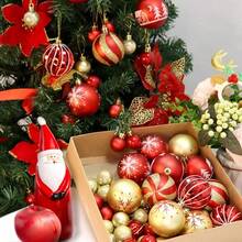 44 Stücke Weihnachtskugeln Rot und Golden Ornament Set, Kunststoff Anhänger Ornamente, exquisite Weihnachtsbaum Dekoration, Festliche Hochzeit Party Dekoration, Weihnachtsurlaub Hängende Methode Anhänger Dekorationen, Szenen Dekorationen, Wandbehänge für den Raum, Heim Dekorationen, Fenster Dekorationen mit 12 Stücke 6cm große und 32 Stücke 3cm Rot & Gold 2 Größen Weihnachtsbaum Kugeln - Verschiedenfarbig - Übersicht 2