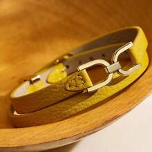 Fossil Fossil Lemon Yellow Leather Strap Bracelet Stainless Steel Buckle Heritage D-Link Casual Fashion Bracelet Suitable For Women, Daily Gift JF04439710