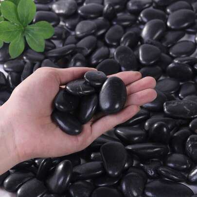 黑色鹅卵石适用于家居和花园装饰 - 0.3-3 厘米，多色石头（白色、黑色、多色、黄色）适用于室内植物、室外景观和节日装饰 - 非常适合花瓶、玻璃容器、鱼缸、水族馆、多肉植物、花盆植物装饰以及户外露台