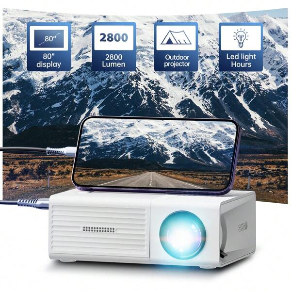 Mini Projektor, Heimkino, 1080p unterstützt, kann Ihren Film aufwerten, geeignet für Outdoor/Wohnzimmer/Büro/Heimkino usw. Kompatibel mit Smartphone/HDTV/USB/AV usw.