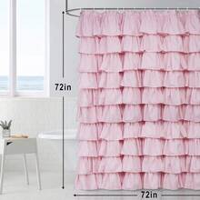 Cortina de ducha con volantes rosa, estilo rústico y de granja, cortinas de tela para baño, 72" X 72" - Rosa - Ver 9