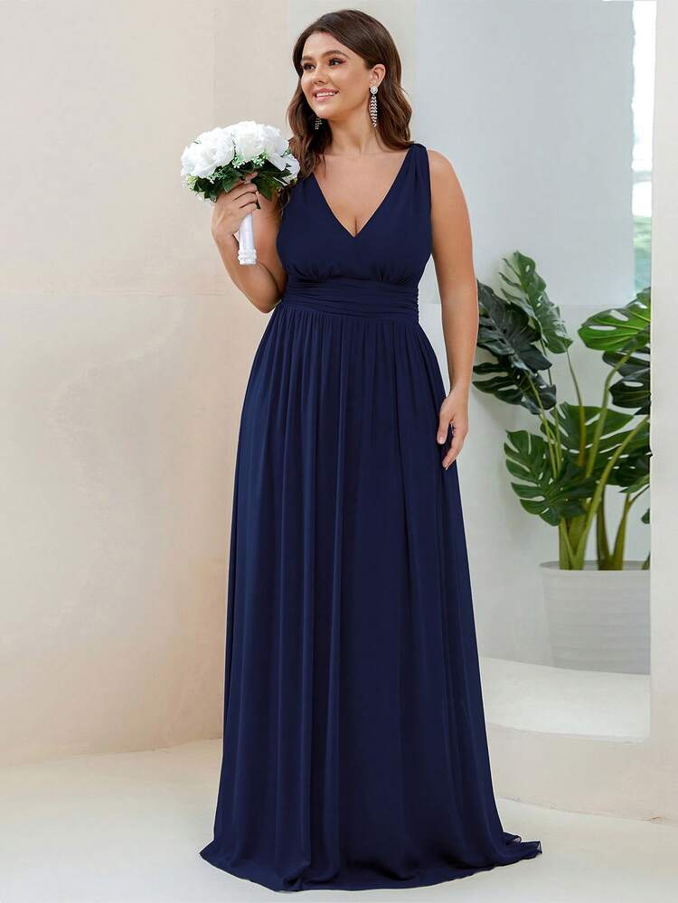 long navy blue bridesmaid dresses plus size Navy Blue Bridesmaid dressesLace - Chiffon Bridesmaid Dress - Navy Bridesmaid Gown with V-Neck - Multiple Colors