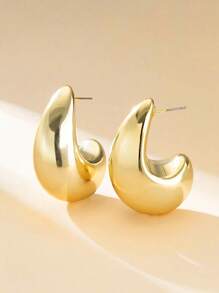 2-6 piezas Pendientes de aro grandes en forma de lágrima, joyería exagerada de hip hop, accesorios de pendientes diarios para mujer