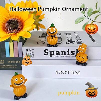 Escultura de decoración de hogar y jardín con forma de calabaza de Halloween, adornos de escritorio con diseño de calabaza de dibujos animados, calabazas decorativas de Halloween, son las mejores opciones para regalar en Halloween y Pascua.
