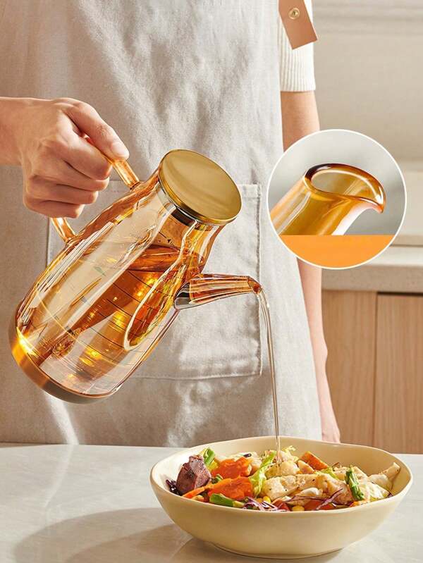 1 Peça Garrafa de Vidro para Óleo, Garrafa de Óleo de Borosilicato de Alta Qualidade, Garrafa de Óleo com Escala, Que Pode Ser Usada para Azeite, Óleo de Canola, Vinho de Cozinha, Vinagre, Molho de Soja, Etc. e é Adequada para Cozinha, Restaurante, Churrasco ao Ar Livre, Hotel, Festa, Caixa de Espuma