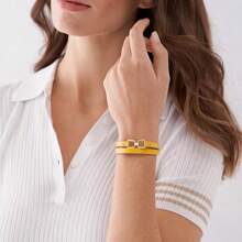Fossil Fossil Lemon Yellow Leather Strap Bracelet Stainless Steel Buckle Heritage D-Link Casual Fashion Bracelet Suitable For Women, Daily Gift JF04439710