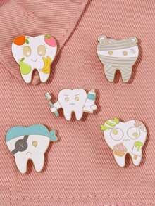 1/10 Stücke witziger, kreativer Zahnpflege Cartoon Email Anstecknadel, vielseitiges Modeaccessoire für Kleidung & Taschen - Verschiedenfarbig - Übersicht 2