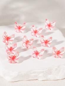 10 件优雅可爱的粉色蝴蝶发夹，夏季海滩辫子发饰，多功能女士发夹，编织发夹，适合婚礼、海滩、户外、摄影、日常佩戴，扁平爪夹、发夹、发夹