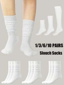 1/3/6/10双装男女通用宽松袜，柔软加长，秋冬季针织宽松保暖袜，透气吸汗，白色，万圣节和圣诞节礼物，舒适保暖 - 彩色 - 查看 3