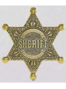 1 Stück Sheriff-Abzeichen, Metall, Polizei-Abzeichen-Anstecknadel, Polizei-Stern des Wilden Westens, Kostümzubehör