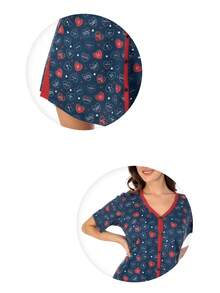 Whispers Pijama Mujer Algodón De Alta Calidad Tipo Camisón con Diseño Marca, Prenda De Calidad Cuidadosamente Manufacturada - 7152 - Azul Marino - Ver 3
