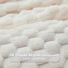 Super Soft King Blanket Pink Premium Silky Flannel Fleece 3D Ribbed Jacquard Lightweight Bed Blanket All Season Use (Pink Ribbed, King(90"X110")) - 象牙 - 查看 7