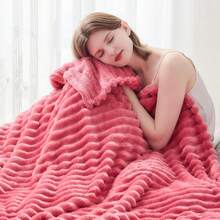 Super Soft King Blanket Pink Premium Silky Flannel Fleece 3D Ribbed Jacquard Lightweight Bed Blanket All Season Use (Pink Ribbed, King(90"X110")) - Coral Pink Ribbed - 查看 4