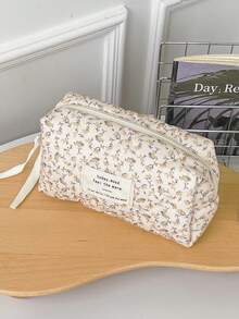 1 件精致粉色花卉化妆包，灯芯绒花卉化妆包，花卉美学，休闲大容量便携式拉链化妆包，女生化妆包，护肤化妆包，适合家庭、女性、女孩和学生，节日礼物，生日礼物，圣诞节礼物，适合送给朋友和妈妈。旅行必需品假期夏季返校学校用品包，适合学校旅行包，女士化妆包，适合旅行