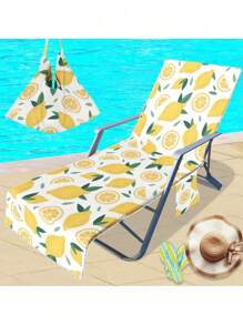 1 pieza Funda para silla de playa con estampado de fruta y bolsillo lateral, funda de toalla de microfibra para silla de tumbona, adecuada para tumbonas, piscina, tomar el sol, jardín, playa, hotel, portátil y antideslizante