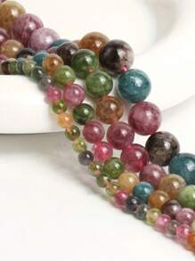 Multicolor Aquamarine Beads Natural Stone Round Loose Beads Jewelry DIY Earrings Bracelet Making Supplies