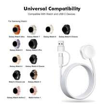 USB C Wireless Magnetic Watch Charger 5W Fast Charging Cable Compatible With Samsung Galaxy Watch 7 6 5 4 3 2