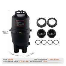 Sweiko Kartuschen-Poolfilter, 40 m² Filterfläche, Filter für eingelassene Pools, Filtersystem für Aufstellpools mit verbessertem Filter und auslaufsicher, für Whirlpools, Spas, aufblasbare Pools, 620 x 560 x 1169 mm, schwarz