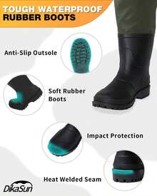 Waterproof Fishing Waders For Men Women,Chest Wader With Boots For Duck Hunting & Fly Fishing| Lightweight Bootfoot Waders,US Size,Dark Green - Dark Green - View 4
