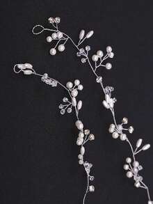 1 pièce Serre-tête vintage fait main en métal avec fleur de perle, accessoire de cheveux élégant pour robe de mariée, cercle de cheveux, accessoires de cheveux, chaîne de tête, bijoux de tête, mariage