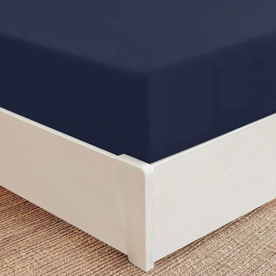 Mellanni King Fitted Sheet - Iconic Bedding Sheets With Up To 16 Inch Deep Pocket - Soft & Cooling - Fade & Stain Resistant - 1 PC (King, Light Blue) - 1959 海軍藍 - 查看 1