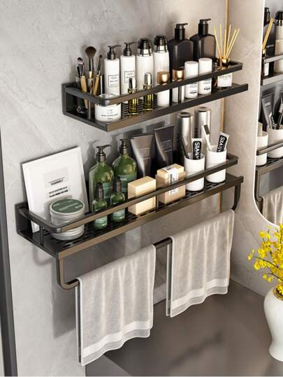 1 Stück multifunktionale Badregal, wandhängende Toilettenorganizer, Kosmetikaufbewahrungsregal, Handtuchaufbewahrung, geeignet für Badezimmerartikel Aufbewahrung Badaccessoires