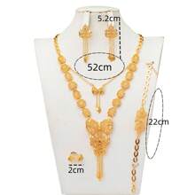 5pcs/Set Bowknot Style Necklace Scarf With Tassel, 18K Champagne Gold Plated Luxurious French Romantic Dubai Bridal Style, Fashion Wedding Party Gift For Lover, Mother, Sister