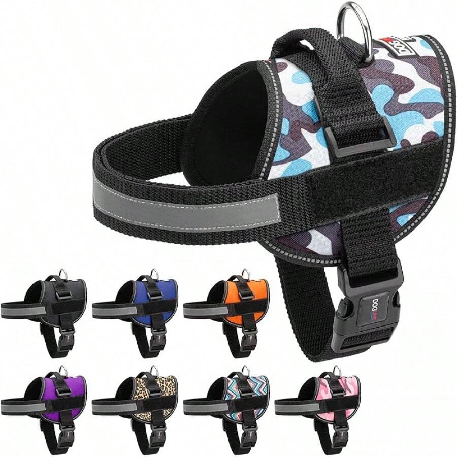 Dogline Dog Harness, Reflective No-Pull Adjustable Vest With Handle Walking, Training, Service Breathable No - Choke Harness Small, Medium Or Large Dogs Room Patches Girth 15 To 18 In RedChristmas BXJX - Camo xanh - Xem 1