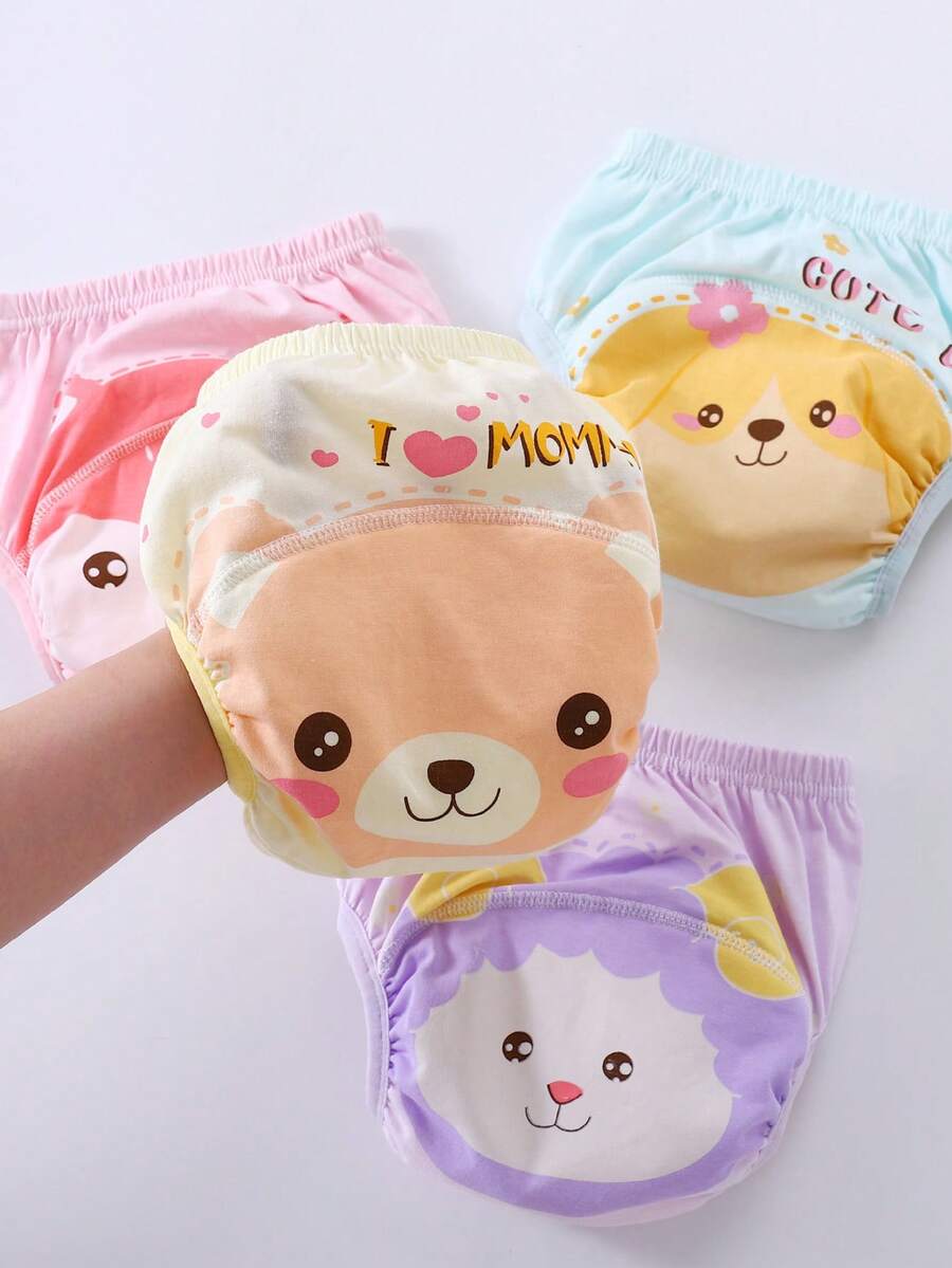 4pcs Baby/Toddler Reusable Potty Training Pants, Absorbent Underwear, Cloth Diapers, Suitable For Boys And Girls, Kids Training Pants, Potty Training Seat, Children's Underwear Gift - Multicolor - View 1