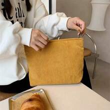 1 pieza Bolsa de cosméticos personalizable con bordado, estuche de maquillaje de pana con cremallera, regalo para damas de honor, boda