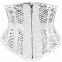 Women's Waist Training Underbust Corset Steel Boned Body Shaper, Halloween Christmas New Year - 白色-拉鍊 - 查看 1
