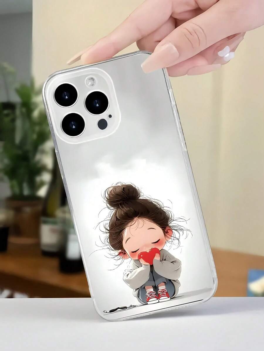 1 ốp lưng điện thoại TPU trong suốt hình trái tim cô gái, chống sốc, bao phủ toàn diện, tương thích với Apple 16, 15, 14, 13, 12, 11 Pro Max và các dòng khác. Chống nước, chống rơi, chống trầy xước. Phiên bản quốc tế, không phải phiên bản nội địa. - Nhiều màu - Xem 1