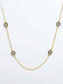 Kaletine 時尚925純銀&氧化鋯邪惡之眼吊墜項鍊 - 查看 4