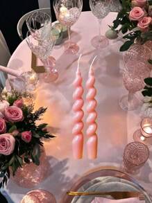 1pc/2pcs Ins Style Spiral Shape Scented Candle, Candlelight Candle, Decorative Table Candle, Room Decoration Custom Scented Candle, Suitable For Graduation Season, Eid, Home Decoration, Room Decoration, Wedding Decoration, Table Decoration, Scented Gifts