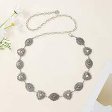 Dây thắt lưng kim loại cổ điển, thắt lưng nữ hình trái tim bạc hình bầu dục cho quần jean, phụ kiện váy mùa thu, mùa thu, Halloween - Nhiều màu - Xem 3