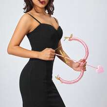 Cupid Bow And Arrow Set, Valentine's Day Cupid Costume Photo Props For Adults And Teens - Baby Pink - View 5