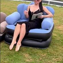 Sillón Inflable Sofá Cama 198cm Plegable Portátil 2 En 1,Sofá inflable con bomba de aire para exteriores, sofá perezoso para adultos, cama inflable multifuncional cinco en , cómodo sillón plegable, flocado de PVC, perfecto para relajarse y leer - Multicolor - Ver 3