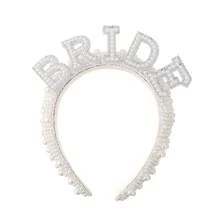 1 珍珠头带和面纱婚礼新娘发饰，优雅派对装饰