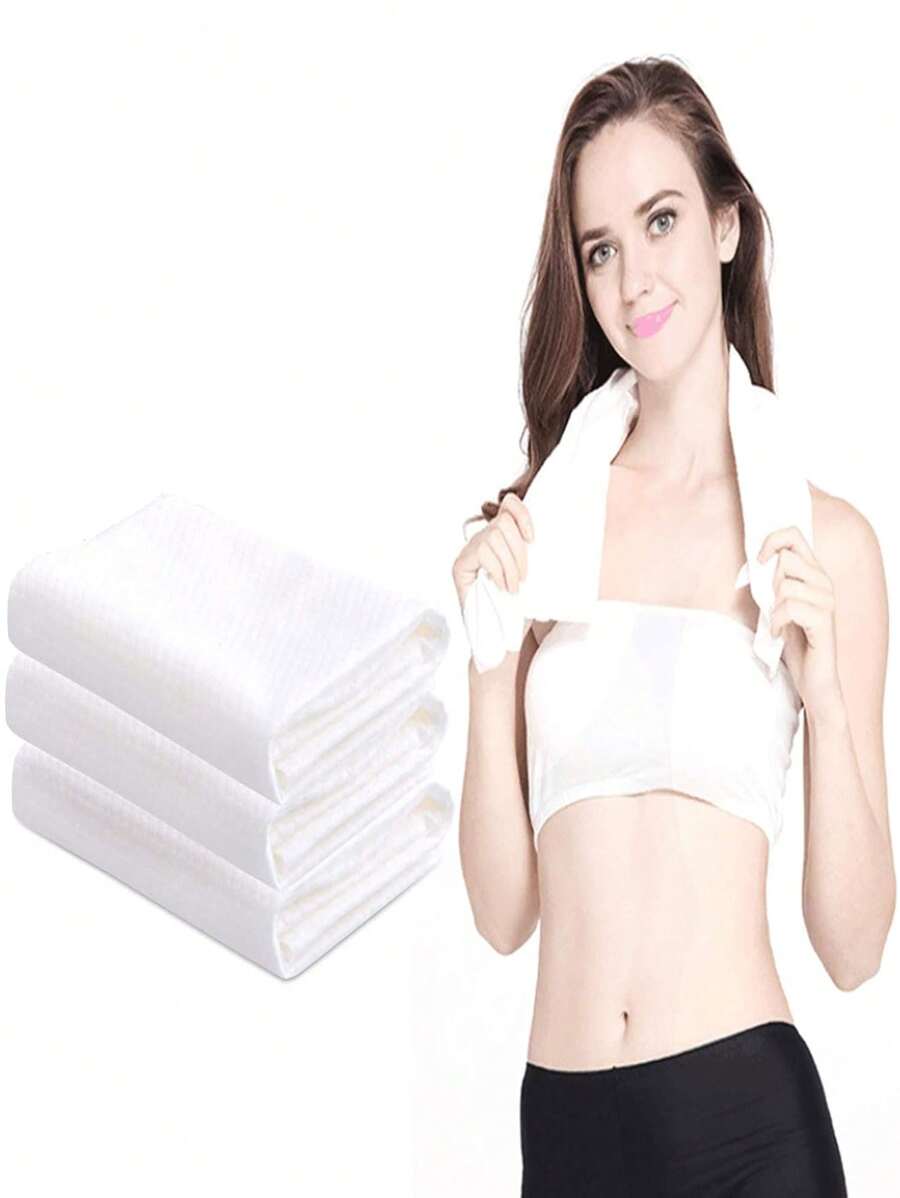 100 piezas/50 piezas/20 piezas/5 piezas Toallas desechables para deportes, toallas de baño de fibra suave y absorbente para viajes, sauna y baño de pies, aptas para hombres y mujeres, esenciales para viajes y verano, se pueden usar en exteriores, baño y playa. Toallitas faciales desechables para uso facial, corporal, masajes, salones de belleza, viajes y limpieza.