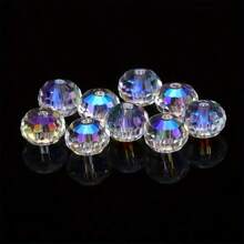 50pcs Aurora Iridescent Faceted Glass Beads For DIY Bracelets, Necklaces, Jewelry Accessories, DIY Holiday Gifts