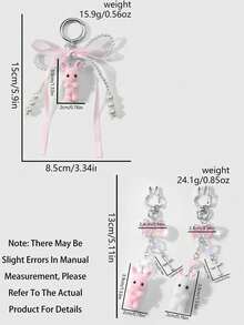 1pc Cute Minimalist High-Quality Silver Chain Cross, Star, Butterfly, Bow, Rabbit Pendant Keychain, Suitable For Women Daily Wear, Holiday Gift - Multicolor - View 11