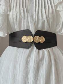 1 件女士弹性宽腰带，时尚