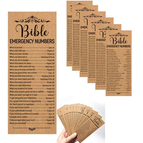10/20/30 Piezas Marcapáginas de Números de Emergencia Bíblicos, Regalo Cristiano, Marcapáginas de Versículos Bíblicos 2.36 X 6" Marcapáginas Cristianos para Regalos de Bienvenida de la Iglesia, Premios de la Escuela Dominical,Regalos, Útiles Escolares, Vuelta al Cole (Marrón)