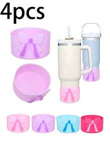 1/2/4/6 Stücke Schleifen Silikon Schutzhülle für Becher mit einem Bodendurchmesser von 7,5 cm Abenteuertumbler, Boden Schutzhülle für Iceflow Flip 12&24 Unzen, Cup Schutzbezug Hülle für Alltagsnutzung, Reisen, Familienfeiern, Partys, wasserdicht, rutschfest, kratzfest Silikon Becherhülle, Geschenk zur Einschulung, Geschenk zu Feiertagen, Becher Zubehör (4 Farben zur Auswahl: Pink, Lila, Blau, Rot) - Verschiedenfarbig - Übersicht 15