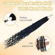8-30 英寸女神盒状辫子钩针编织假发合成编织接发卷发末端波西米亚渐变色辫子发饰美发博览城，1B - 黑色 - 查看 4
