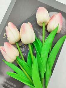 5pcs Premium Artificial Flowers, Real Touch Tulips Bouquet, DIY Craft Bridal Bouquet Home Table Living Room Decoration,For Wedding Room Home Hotel Party Event Christmas Decor,Valentine's Day