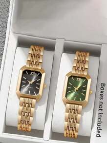Luxus Edelstahl Armband Damen Uhr, business-Lässig schicke quadratische Quarzarmbanduhr