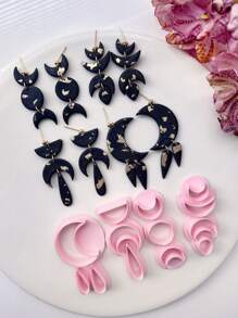 1/4 piezas Cortadores de arcilla polimérica con diseño bohemio de verano, cortador de arcilla con forma de luna para hacer aretes, herramienta para hacer pendientes de arcilla polimérica, kit de joyería de arcilla, moldes para aretes de arcilla, fabricado con PLA, regalo de aretes DIY