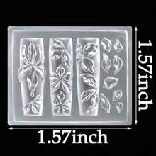Lily Flower Charms Silicone Nail Mold Gel Nail Art Mold Floral Charms For Nails Design Reusable Flower Molds Silicone Nail Tools For DIY Ice Flowers Manicure Carved Floral Mold - 白色透明 - 查看 2